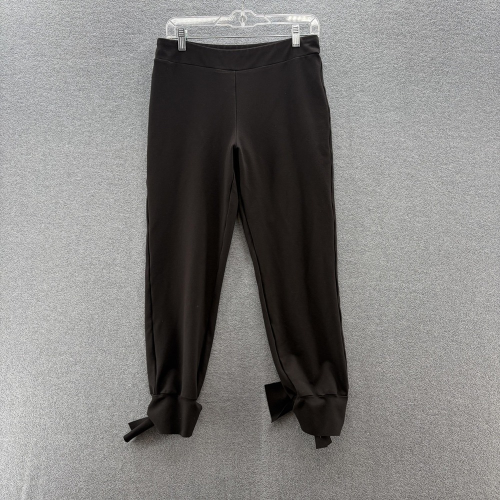 Planet Lauren G Pants Womens 6 Black Ponte Tie Jogger Pull On Comfort Casual